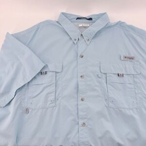 Columbia PFG Bahama II Fishing Shirt Mens 4X Light Blue Short Sleeve Omni-Shade